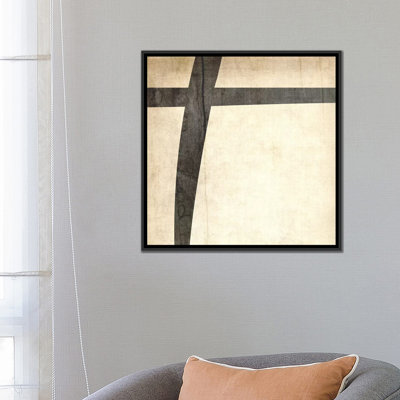 «Plus - Bleached Linen», art textuel sur toile en beige et brun