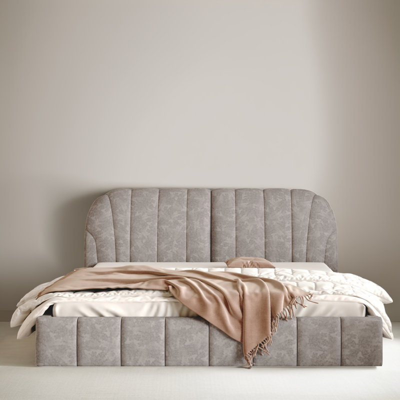 Queen Size Upholstered Platform Bed Frame, Gray