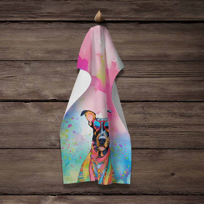 Serviette de cuisine Doberman Pinscher Hippie Dawg