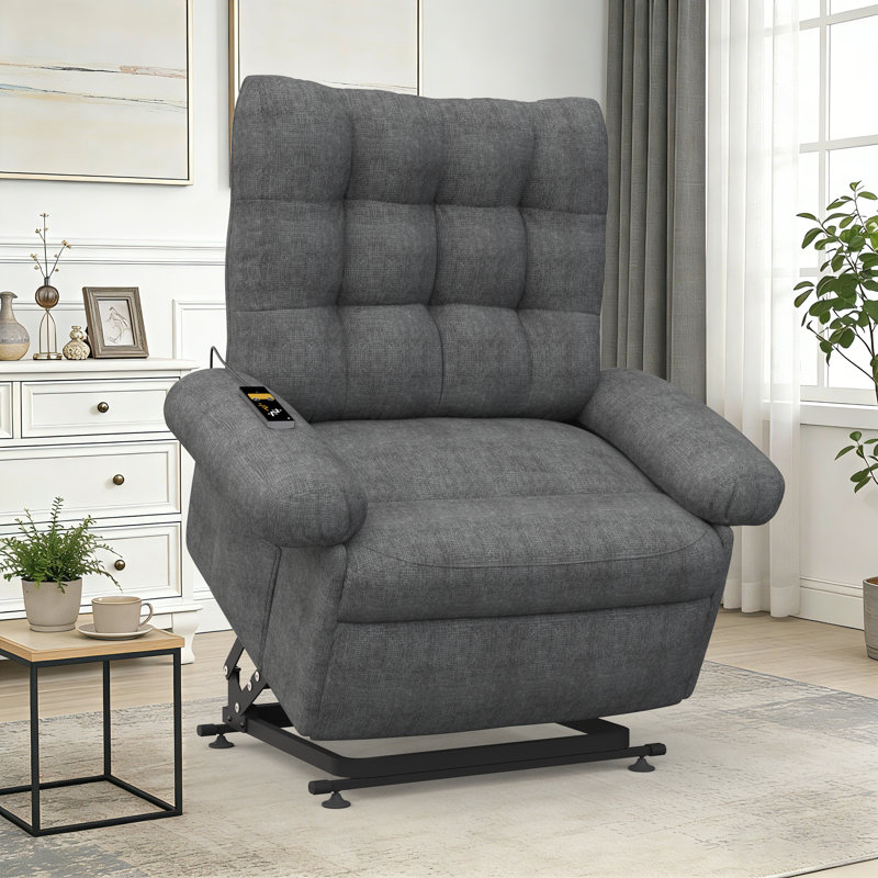 Power Lift Recliner Chair W/Remote Control And Side Pocket For Elderly, Gray