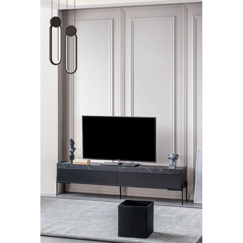 Alysheeya Unfinished TV Stand for TVs up to 75", Black