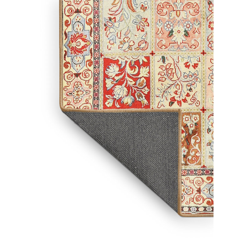 Tapis décoratif en laine rouge/beige à motif oriental mekhag, Rectangle 7 pi x 10 pi