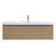 Meuble-lavabo flottant mural moderne 48 po en chêne naturel avec plateau en résine blanc brillant-133937783