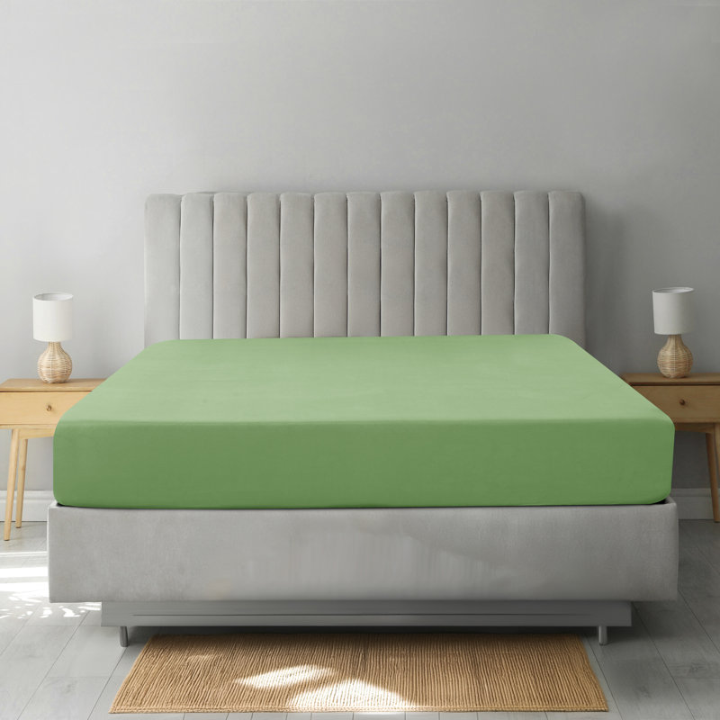 Drap-housse en microfibre Lux Decor jusqu'à 16 pouces de profondeur, Double, Vert sauge