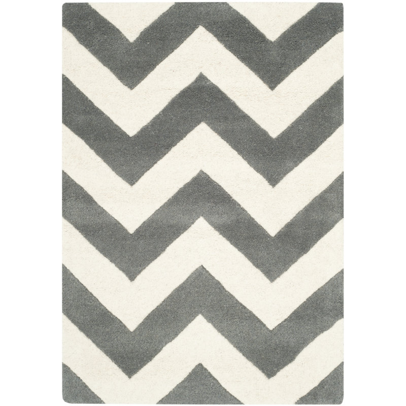 Teresita Hand Tufted Wool Chevron Rug, Rectangle 2' x 3'