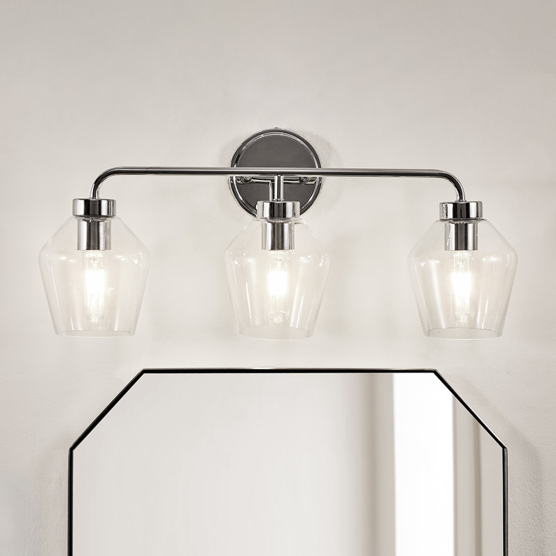 Contemporary Metal Frame Clear Glass Shade Wall Sconce Bathroom Vanity Light