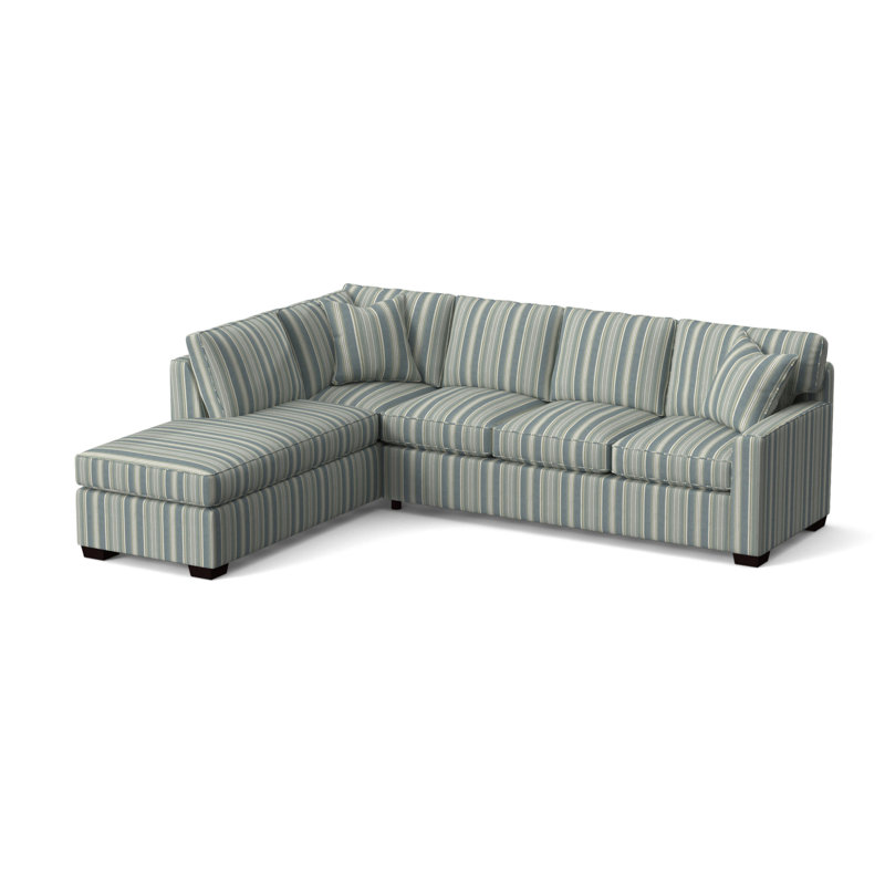 Frye Sofa and Chaise, Left Hand Facing, Java, Green and Blue Stripe; 0252-54