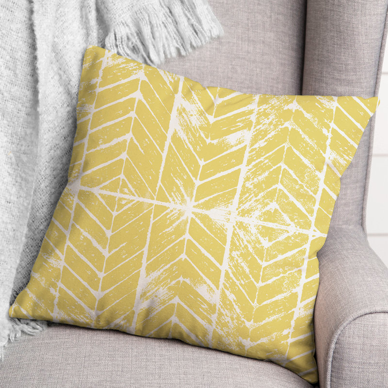 Geometric Outdoor Reversible Throw Pillow, Yellow