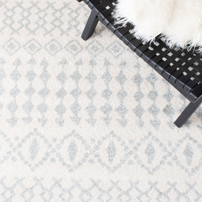 Lorenco Southwestern Ivory/LightGray/Green Area Rug, Square 6'7"