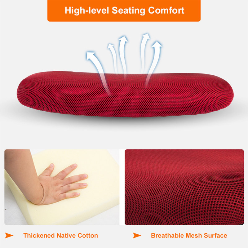 Red Mesh Swivel Task Office Chair with Adjustable Arms
