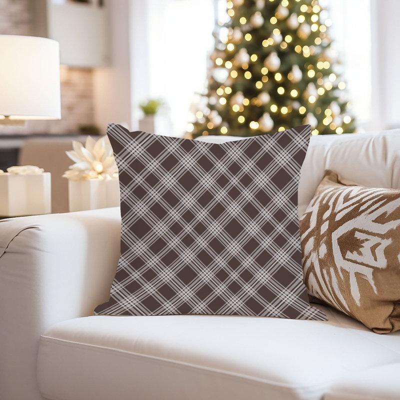 Retro Brown Plaid Pattern III, 18" H x 18" W
