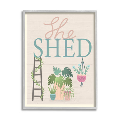 She Shed Sign, Tropical Plants Ladder And Green Vines par - Art textuel