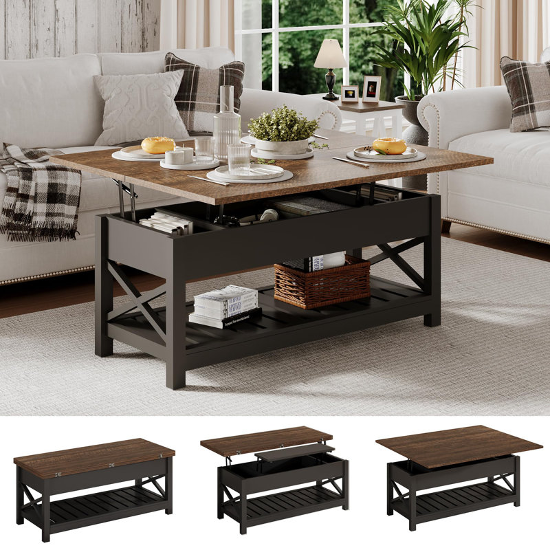 Keilan Coffee Table, Dark Brown, Black