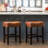 Tabouret de bar sans dossier à hauteur de comptoir en cuir (ensemble de 2)-552338343-552338339