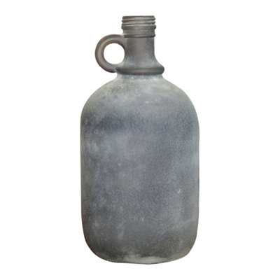  Gray Glass Jug Vase Set of 2 10.5'' H Farmhouse Home Decor