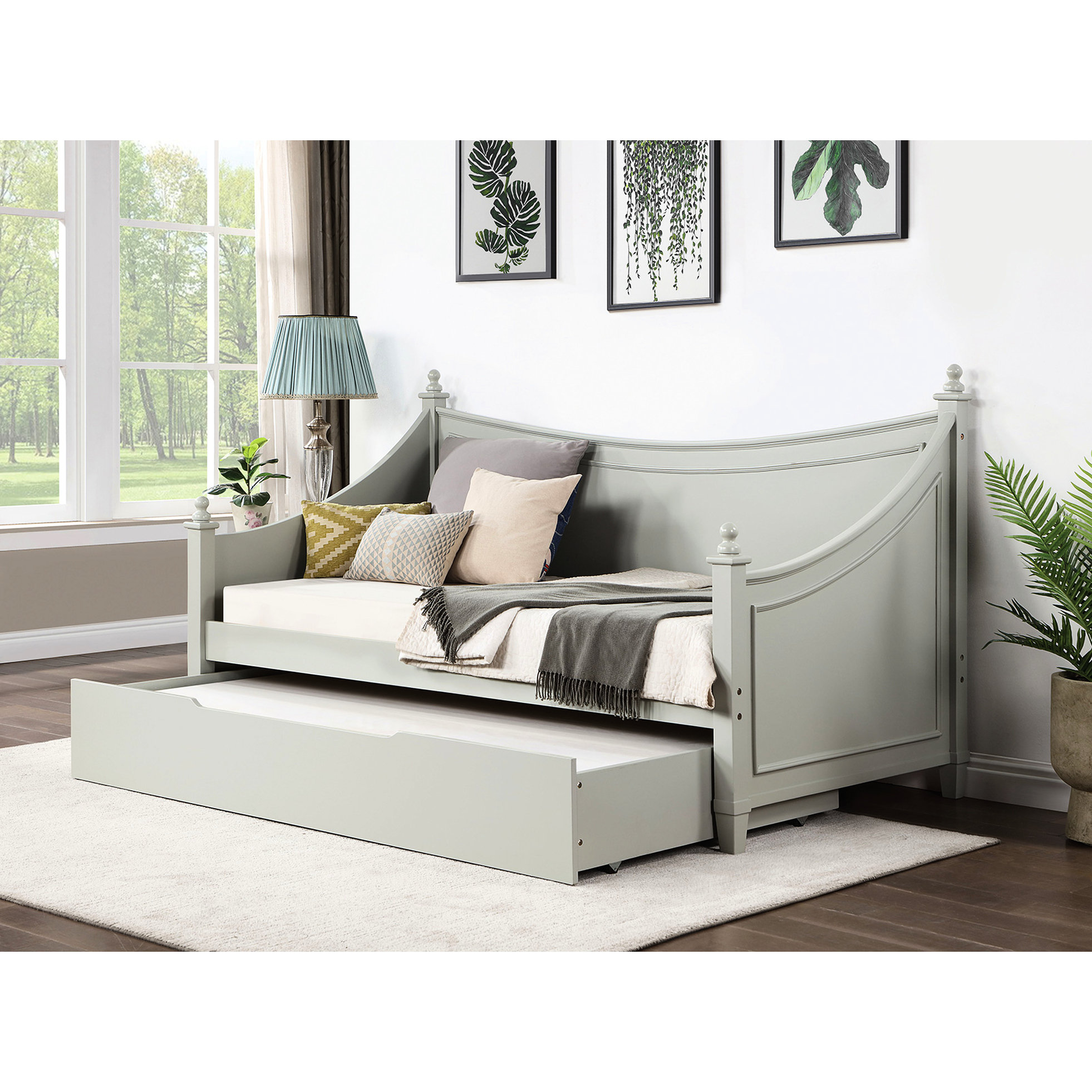 Red Barrel Studio® Gray Twin Daybed With Transitional Features, Molding ...