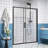 Single Sliding Shower Door 56-60" W X 72" H Semi-Frameless Shower Glass Panel, 1/4" (6Mm) Clear Tempered Glass, Transparent Safety Film For Glass,Aluminium Alloy Matte Black,Reversible Installation