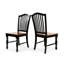 Ensemble de 2 chaises simples simples et élégantes avec siège en bois et pieds noirs tournés en chêne antique