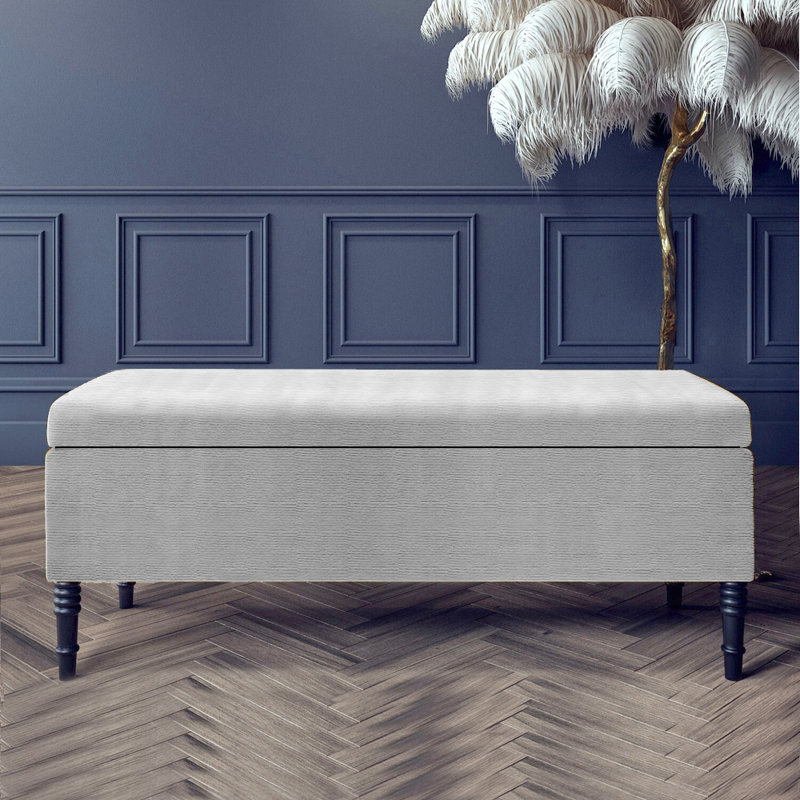 Paris Plain Naples Ottoman Storage Bench, Upholstered End of Bed Bench with Legs, Rectangle Coffee Table with Storage, Window Seat Ottoman Footstool for Bedroom, Hallway, Living Room