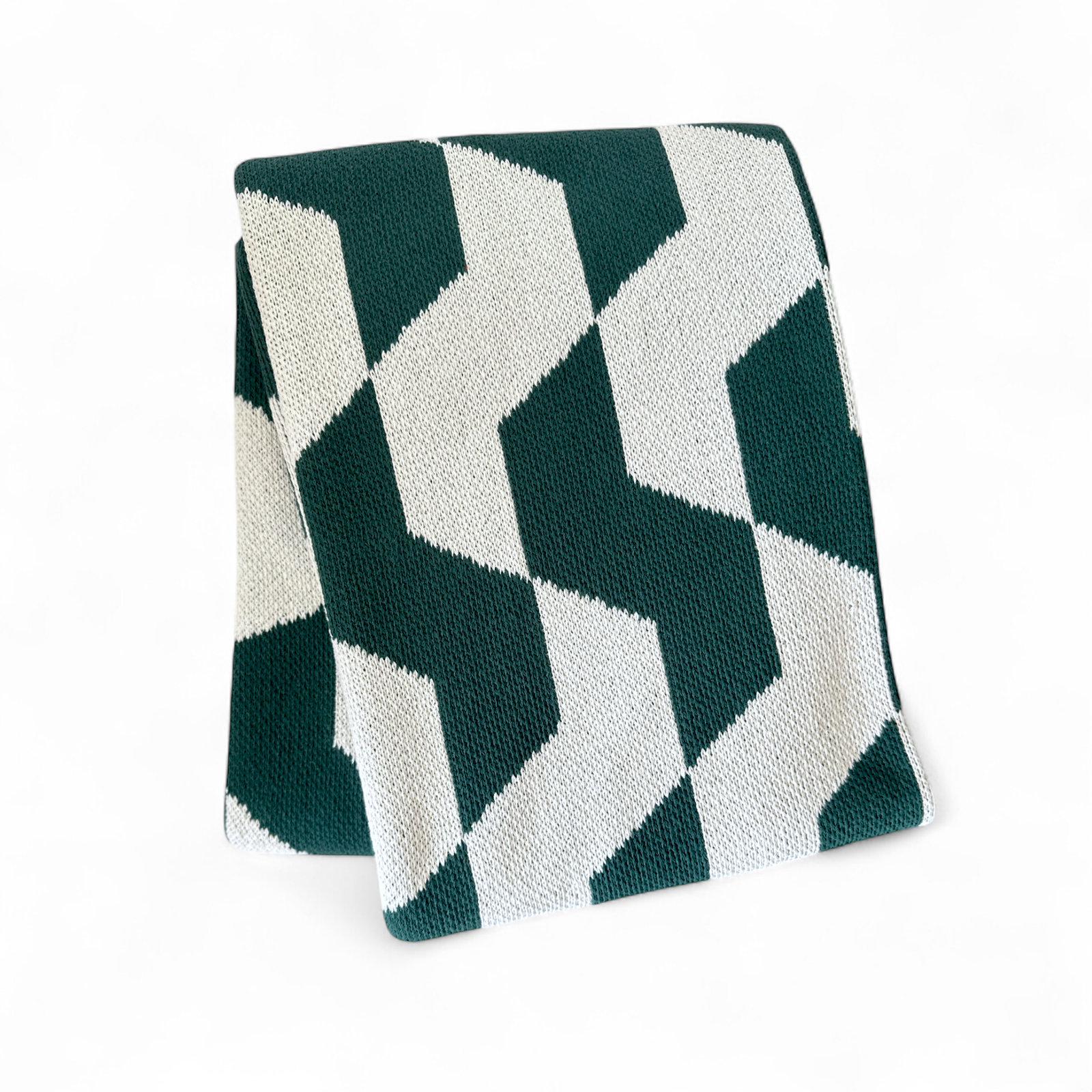 Zagg Knit Throw Blanket, Green/Ivory