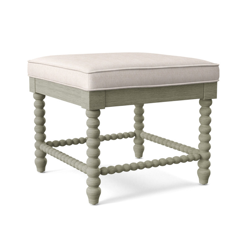 Lind Island Upholstered Bench, Havana Finish, White Sugar Performance