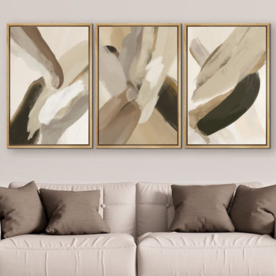 Ensemble de 3 peintures sur toile avec cadre flottant