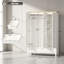 Armoire-penderie blanche à trois portes avec tiroirs verrouillables et tringle suspendue pour le rangement des vêtements de chambre à coucher