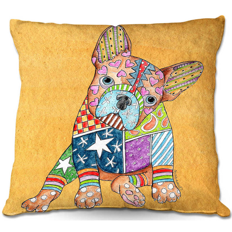  Coussin Couch French Bulldog, 18 po x 18 po, Or