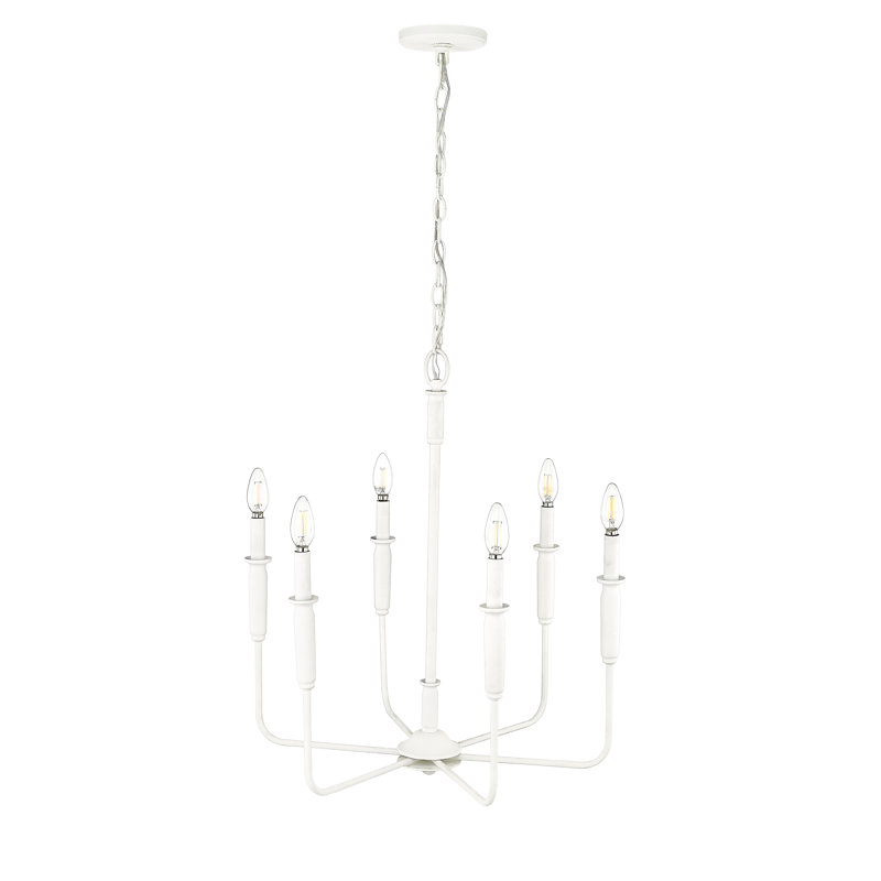 Savanne 6 - Light 24.1" Wide Dimmable Classic / Traditional Chandelier, Textured White