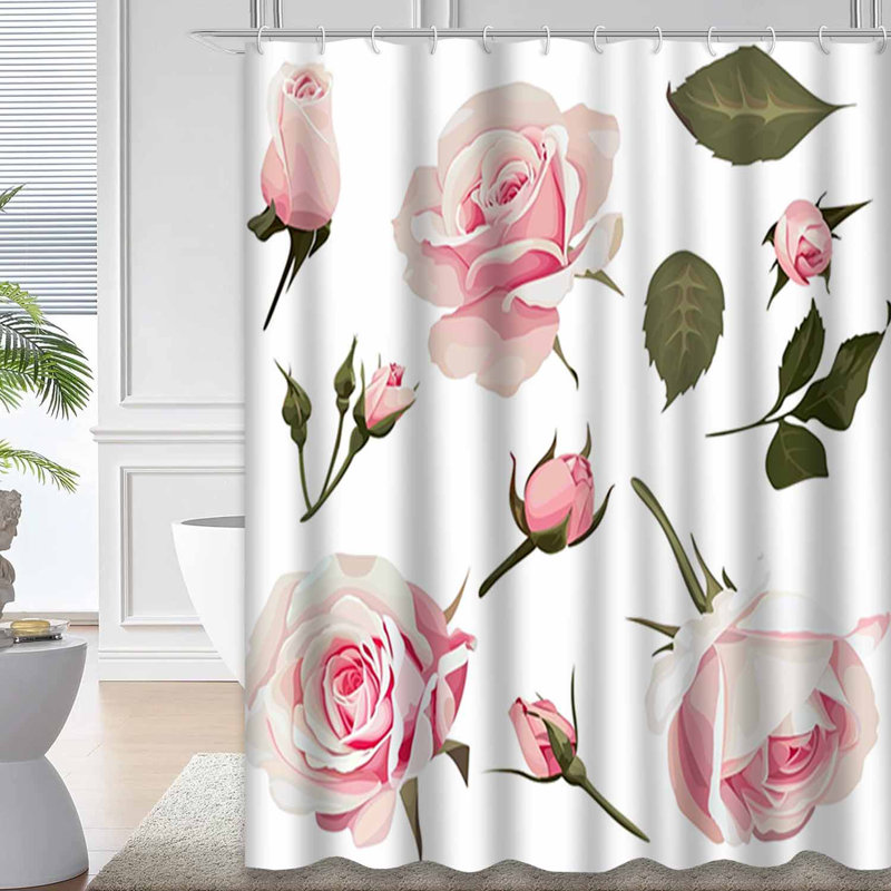 Rideau de douche imperméable Rose Blossom, L 72 po x l 84 po