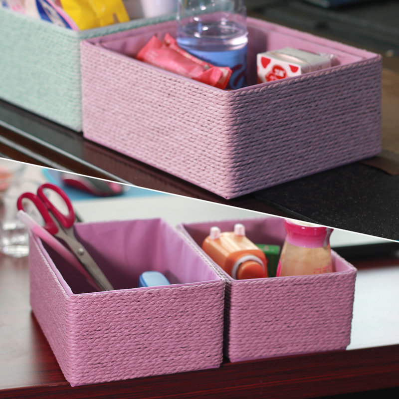 5-Pack Decorative Storage Baskets Stackable Woven Basket with Fabric Liner, Lilac