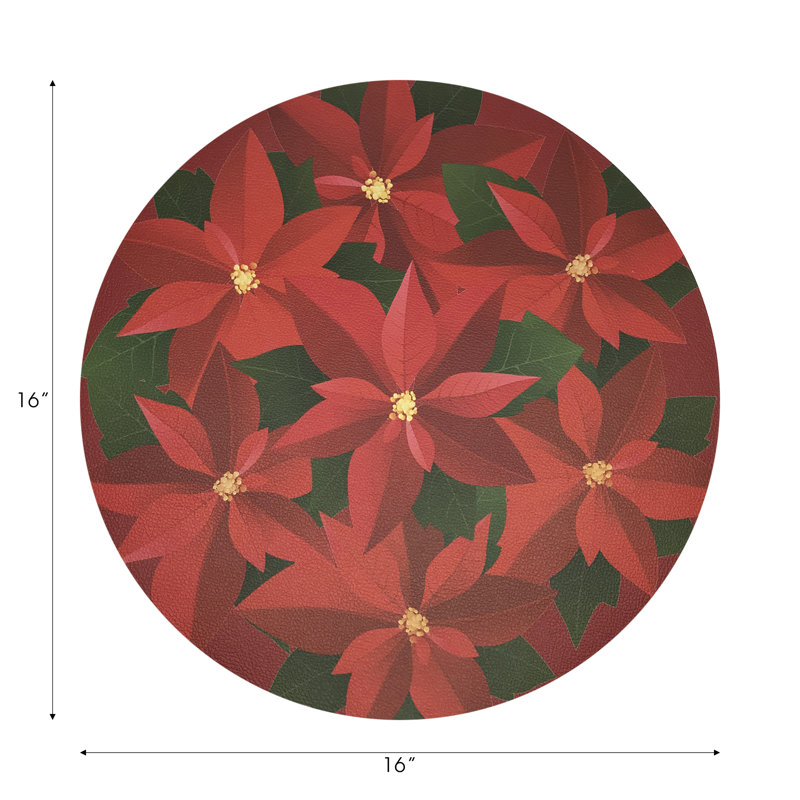 Christmas Poinsettia Pebble 16" Vinyl Placemat