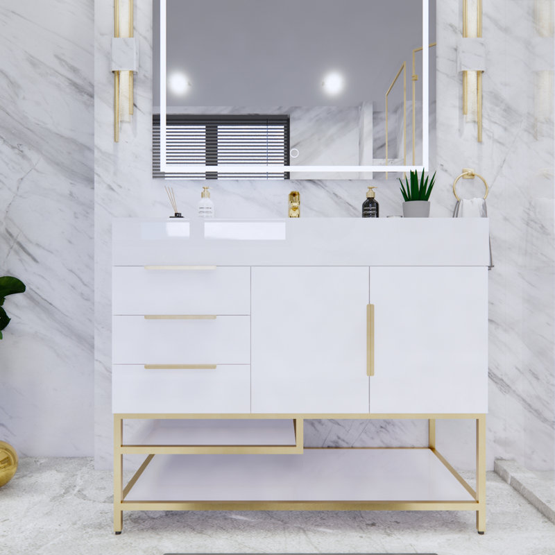 Ensemble de meuble-lavabo simple 42 po Glasgow, Blanc ultrabrillant