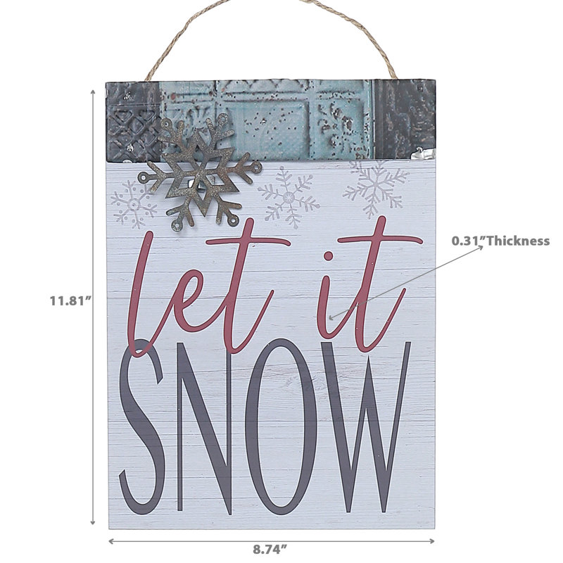 Porte-affiche mural en bois Let It Snow