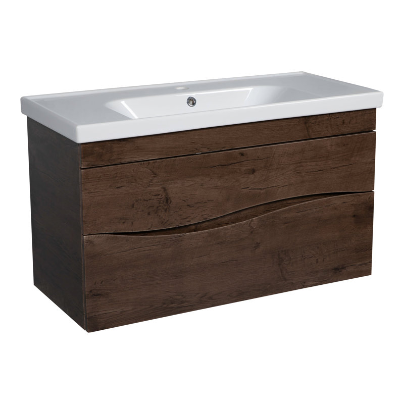 Jannifer 31.5'' Single Bathroom Vanity with Ceramic Top with Mirror