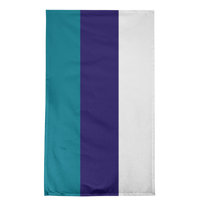 Stripe Tea Towel Kitchen Towel, Cotton, Teal/Dark Purple/White Basketball