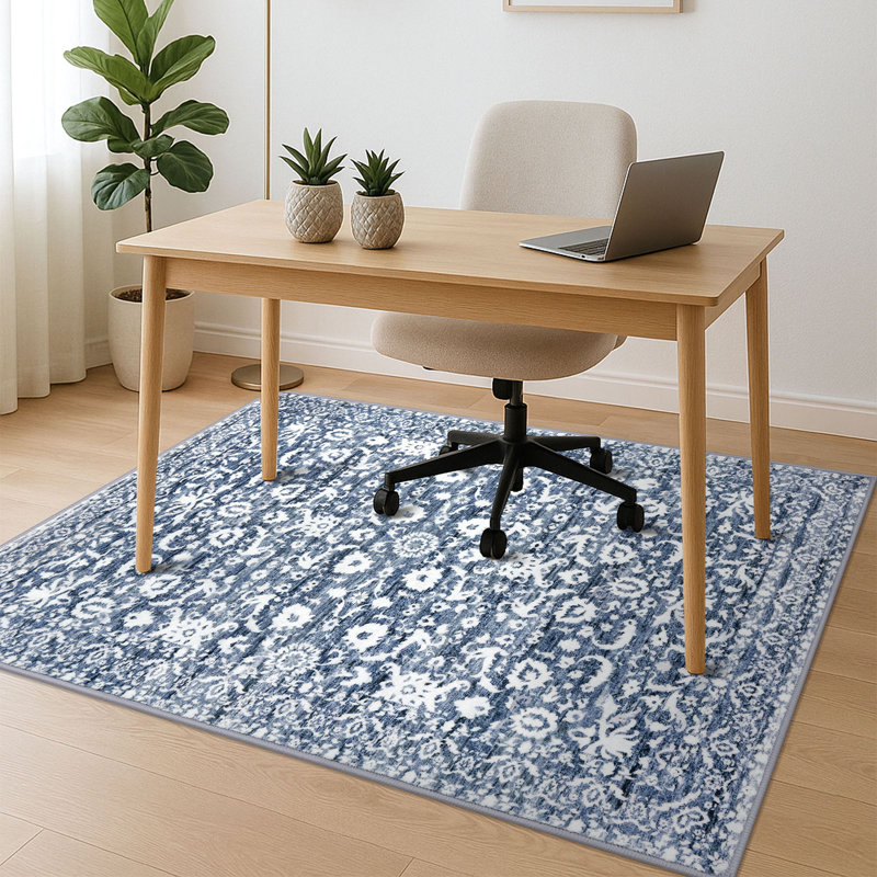 Vintage Floral Printed Washable Non-Slip Area Rug Living Room Rug Bedroom Rugs, Rectangle 5' x 7'