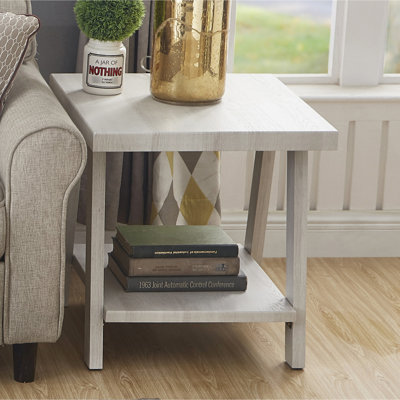 Table blanche contemporaine avec tablette de rangement supplémentaire incluse