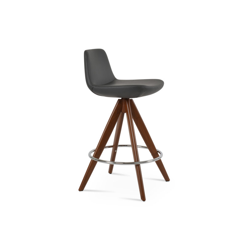 Tabouret Pera Pyramid, Très grand (siège d'une hauteur de 36,5 po), Similicuir gris