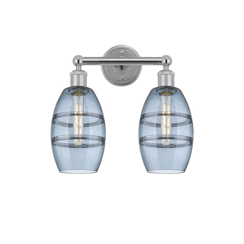 Éclairage pour meuble-lavabo à 2 lumières Kusham, Bleu princesse, Chrome poli