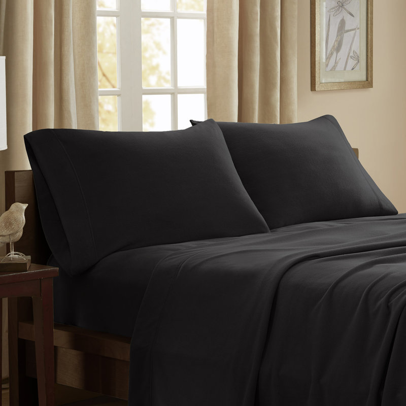 Ensemble de draps en polaire Scotchgard, Grand, Noir