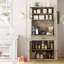 Armoire de cuisine, armoire de rangement haute avec support à micro-ondes, buffet autoportant-104005348