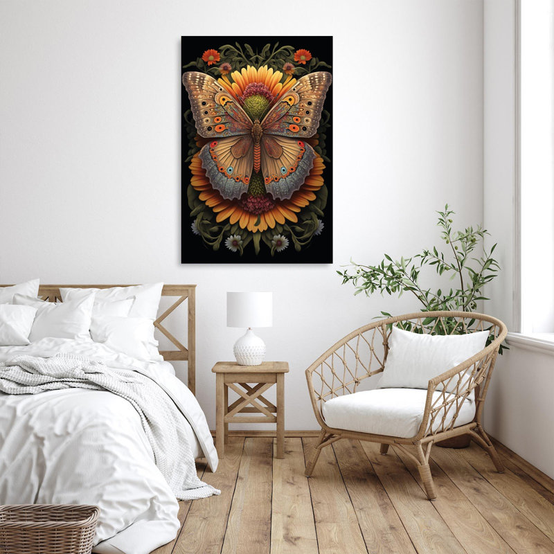 «Gerbera Daisies And Butterfly», impression sur toile tendue, H 36 po x L 24 po x l 1,25 po