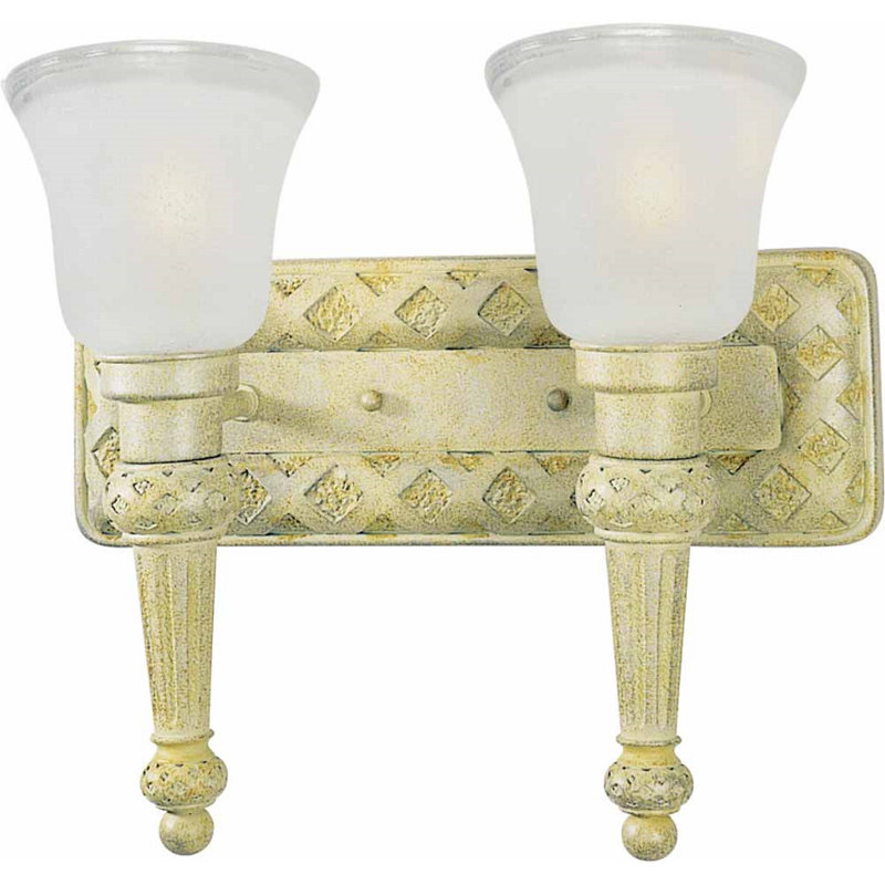 Alexandria Gold and White Metal 2-Light Vanity Fixture