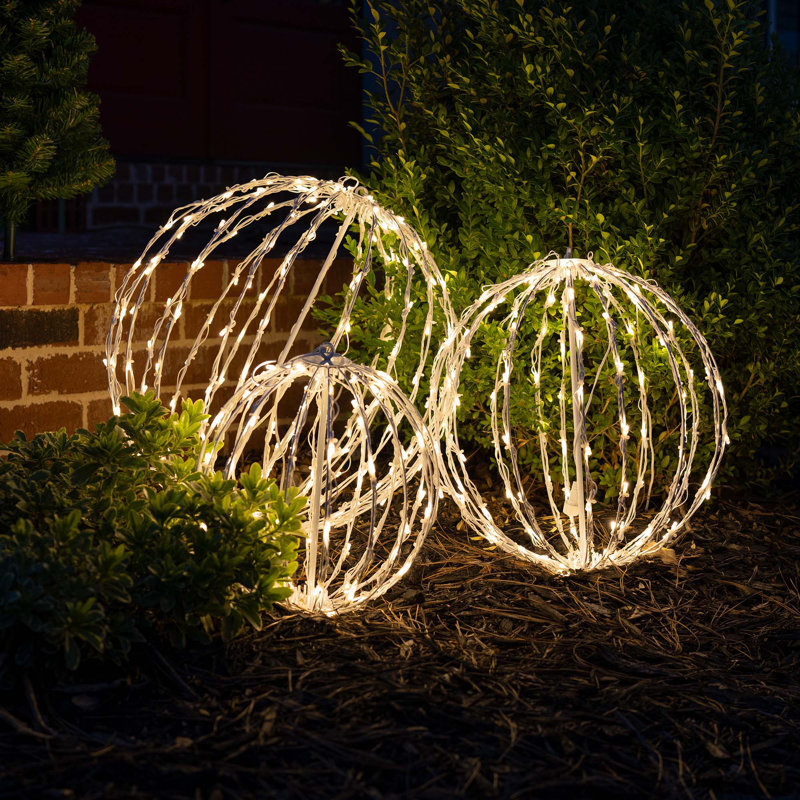 Fold-Flat LED Metal Lighted Window Decoration, 12" H x 12" W x 12" D, Warm White