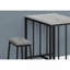Dining Set, 3Pcs Set, Counter Height, 36" Rectangular, Small, Kitchen, Grey Laminate, Black Metal, Contemporary, Modern