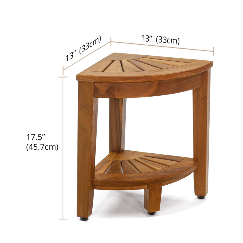 13" Kai Mist-Shield Angled Corner OptiAREA Teak Shaving & Washing Foot Rest, 18" H x 15.5" W x 15.5" D, Teak Oil