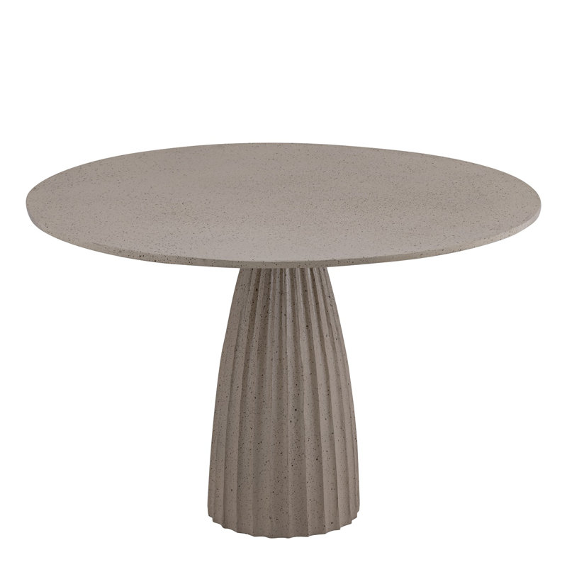 Aluminum Dining Table W/Chisel Texture Base Dia 47.3", Beige/Brown