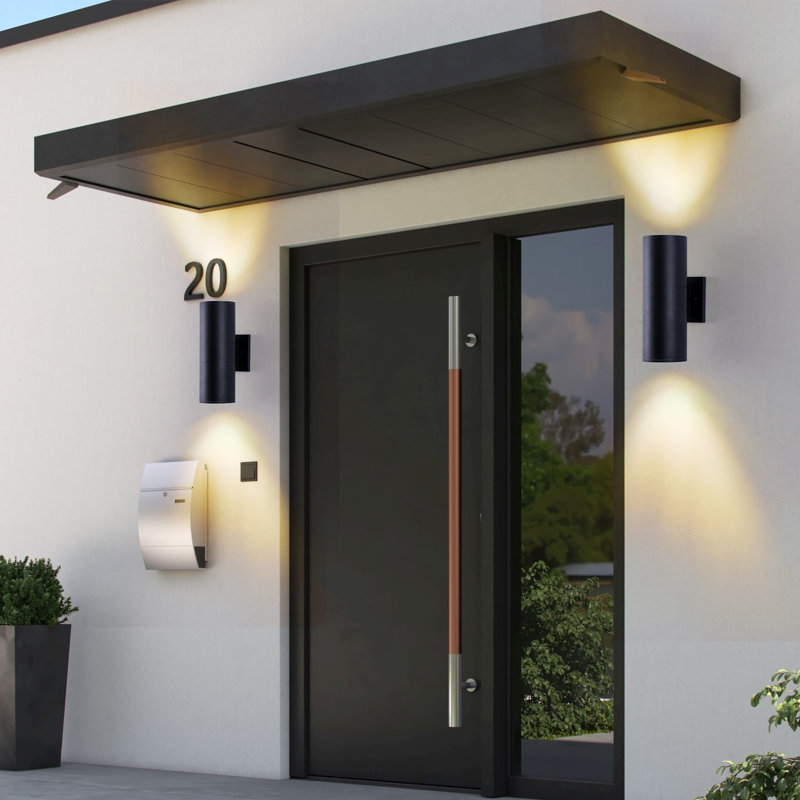Outdoor Wall Lights Matte Black Up & Down Square Wall Sconces (E26 Base, Bulb Not Included), 12", 4