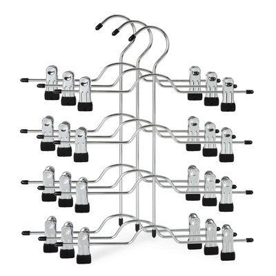 4 Tier Metal Skirt Hangers For Women, Pants Hanger Space Saving With Adjustable Clips, Gain 70% More Space, Non Slip Grip For Slacks, Trousers, Shorts -  Rebrilliant, 2E71E9C21FF64F78843FF2EB5A442FB6